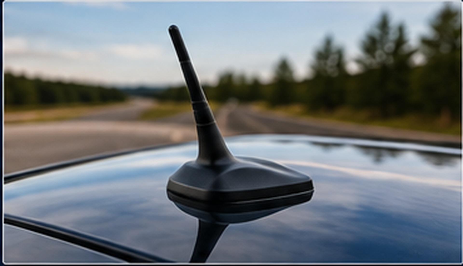Satellite radio antenna installed on vehicle roof